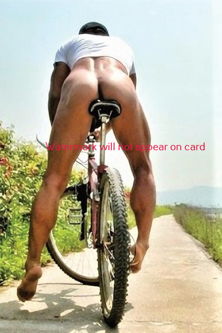 POSTCARD / Nude Man on Bike