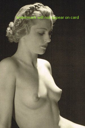 POSTCARD / Nude woman on black, 1930's