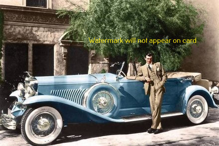 POSTCARD / Gary Cooper and car
