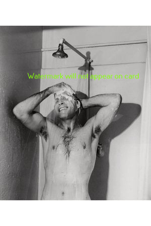 POSTCARD / Burt Lancaster nude in shower