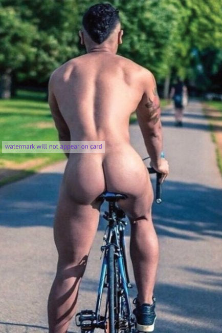 POSTCARD / Nude Man on Bike Path