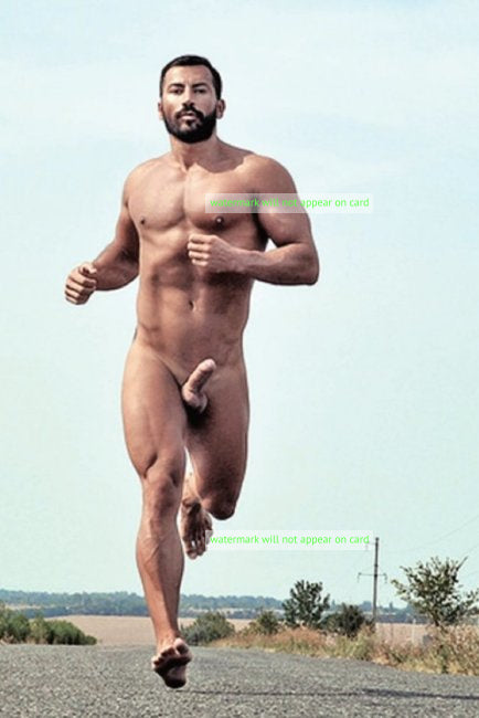 POSTCARD / Jogger nude running on the road