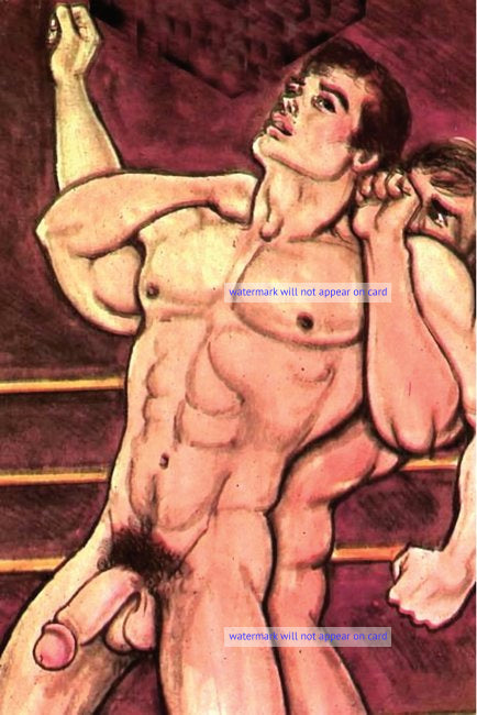 POSTCARD / Adam / Wrestlers nude wrestling