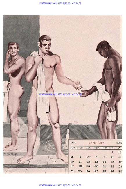 POSTCARD / Calendar Men / January 1965