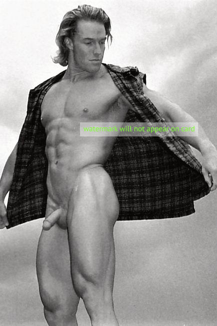 POSTCARD / Greg Lane nude with plaid shirt
