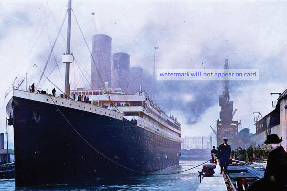 POSTCARD / The Titanic docked in Southampton, England, 1912