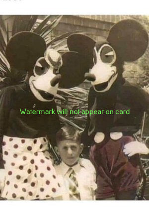 POSTCARD / Mickey Mouse + Minnie Mouse with Boy, 1930's
