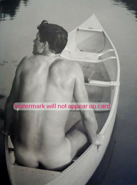 GREETING CARD  / Brad nude in boat