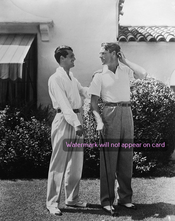 POSTCARD / Cary Grant + Randolph Scott golfing, 1932