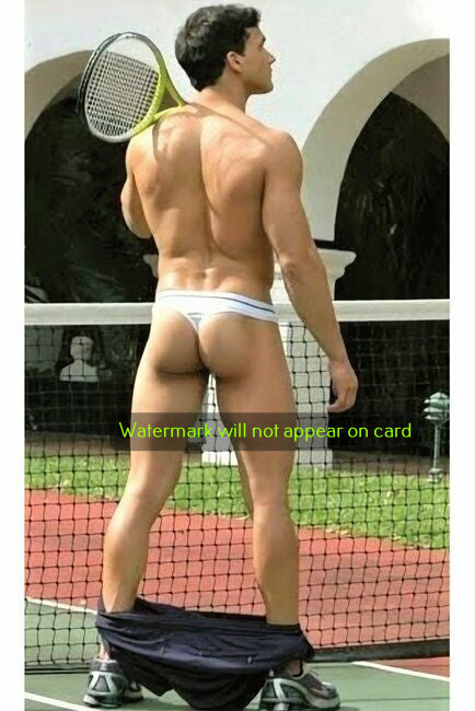 POSTCARD / Tennis player nude in jockstrap