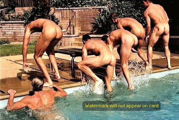 POSTCARD / Nude men out of the pool