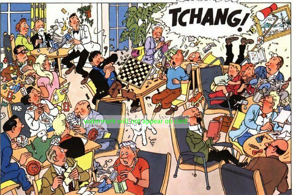POSTCARD / Tintin + Haddock / Tchang ! / Hergé