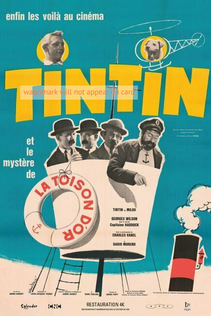 POSTCARD / TINTIN + LE MYSTERE DE LA TOISON D'OR, 1961 / Hergé