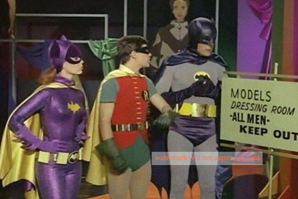 POSTCARD / BATMAN / Adam West / Batman & Robin & Batgirl / Models Dressing Room, 1967