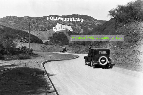 NOTE CARD / Hollywoodland and cars, 1923