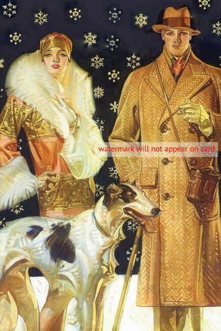 POSTCARD / LEYENDECKER Joseph / Couple with greyhound