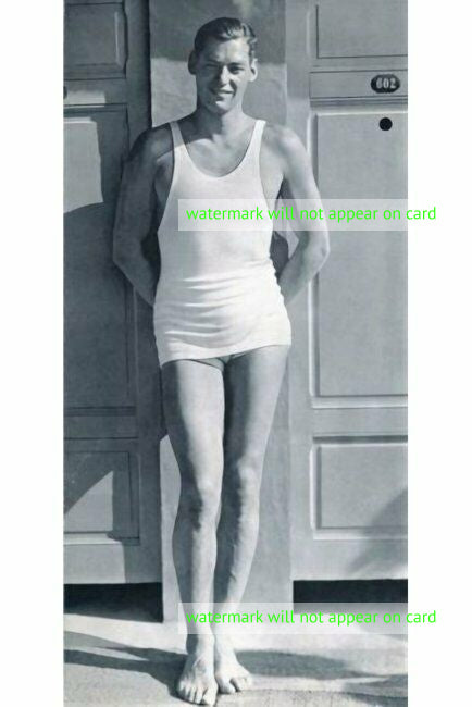 POSTCARD / Johnny Weissmuller in white swimsuit