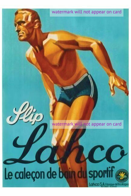 POSTCARD / Slip Lahco / Swimsuit Ad, 1938