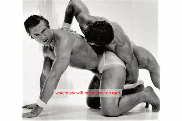 POSTCARD / Mike Betts + Rick Wolfmier nude wrestling
