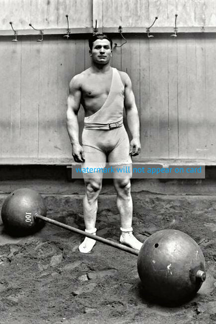 POSTCARD / Ernest Cadine, French weightlifter, 1923