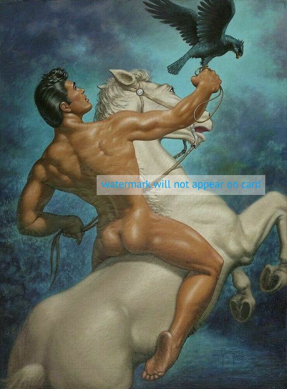 POSTCARD / QUAINTANCE George / Man holding bird on horse