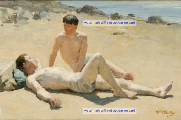 POSTCARD / CHANTRON Alexandre / Baigneurs sur la plage, 1900