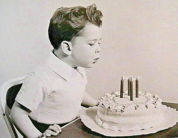 POSTCARD / Boy Birthday Cake / photographer unidentified, 1960s