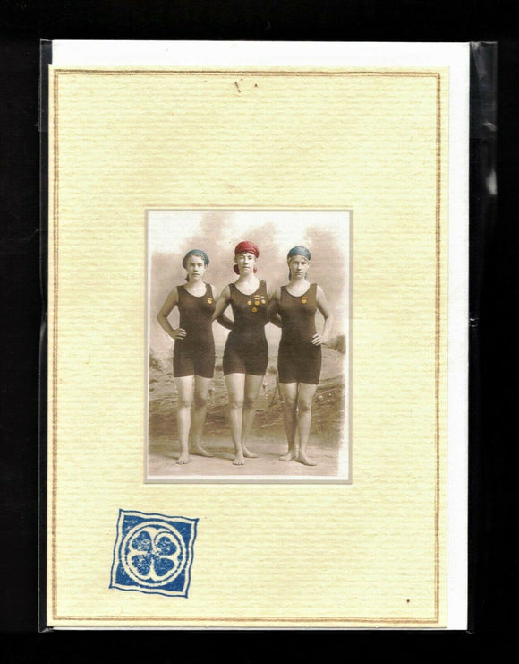 GREETING CARD / Three women swim champions, 1910's