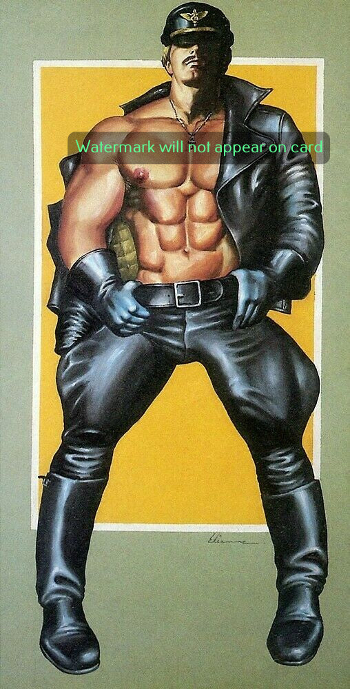 GREETING CARD / Etienne / Leather man in Black