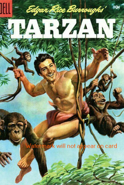 POSTCARD / Edgar Rice Burroughs / Tarzan and monkeys