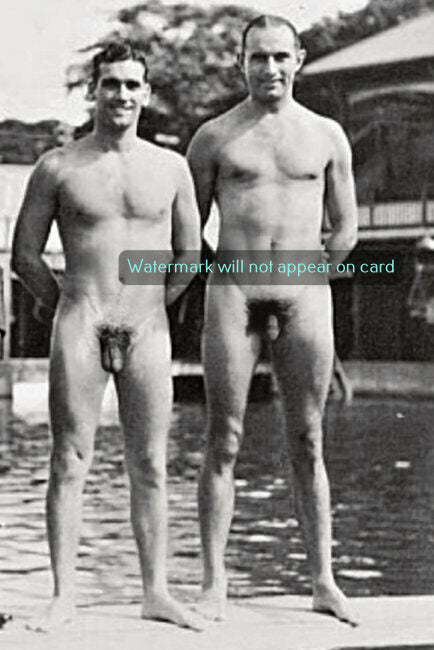 POSTCARD / Two nude swimmers, 1920's