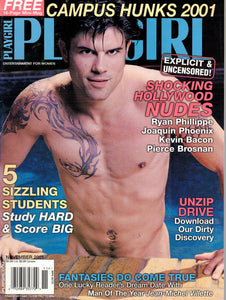 PLAYGIRL / 2001 / November / Shamon Minor / Russell Milton / Jean-Michel Villette / Marlon Wayans / Pierce Brosnan / Ryan Philippe / Shane Spears / Chris Mitchell / Josh Larsen / Justin Heber