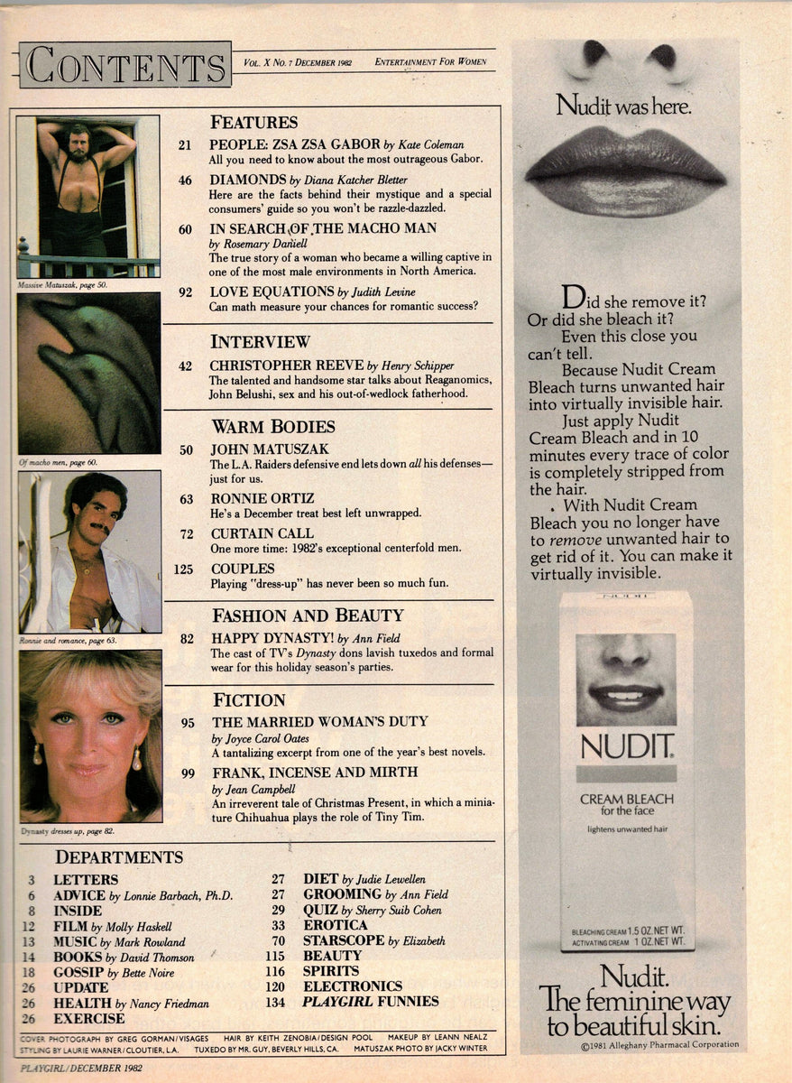 PLAYGIRL / 1982 / December / Christopher Reeves / John Matuszak / Zsa ...