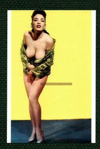 POSTCARD / Tura Satana on yellow / Gene Laverne