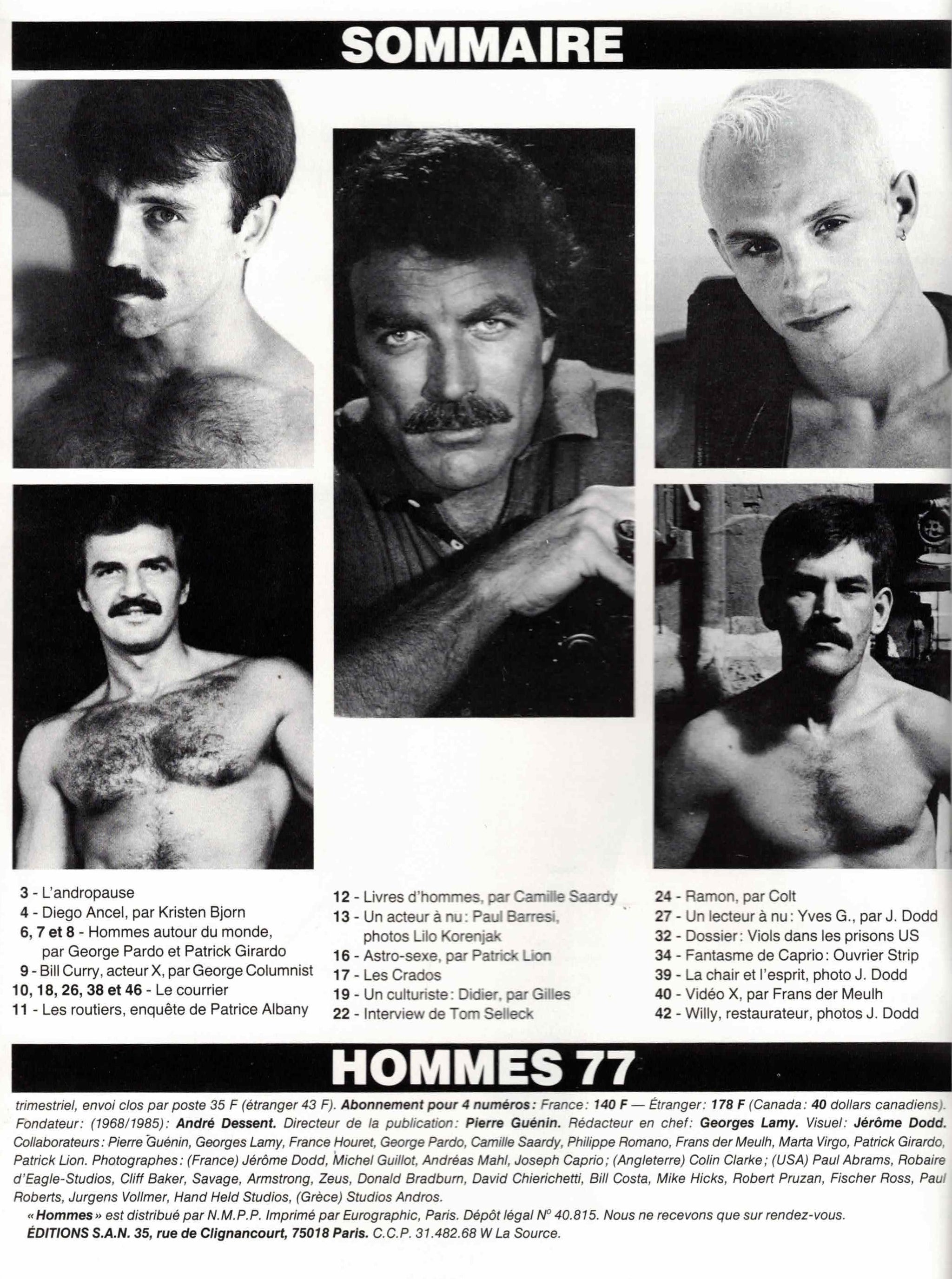 Hommes Magazine / 1988 / Printemps / Tom Selleck / Diego Ancel / Bill –  Zeus Gay Boutik