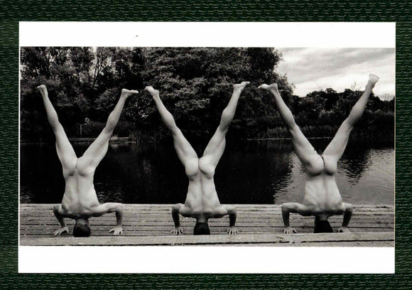 POSTCARD / Three nude men on their heads