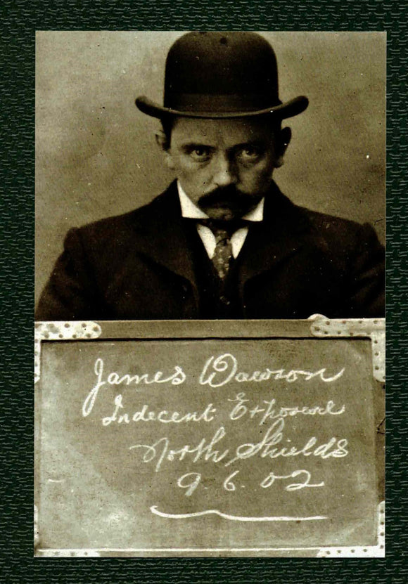 POSTCARD / James Dawson, indecent exposure, 1902