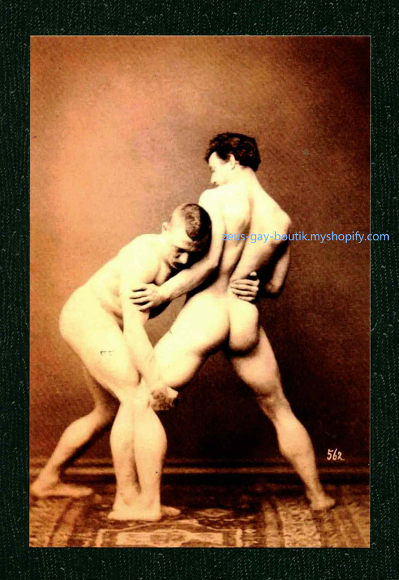 POSTCARD / Two wrestlers on carpet, 562 / 1880 / Jean-Louis Igout