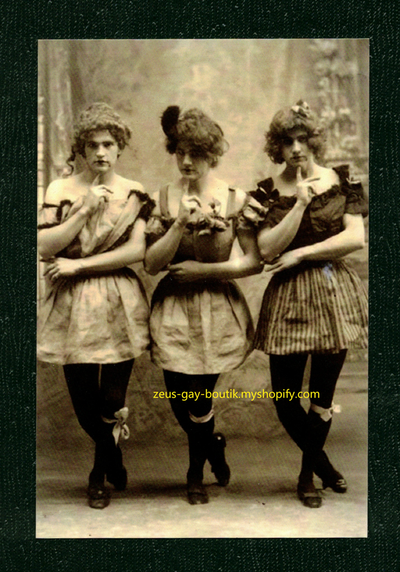 POSTCARD / Three Yale students in drag, 1883