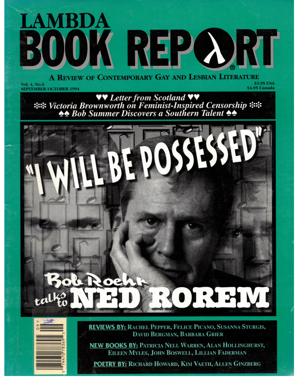 Lambda Book Report / 1994 / September - October / Alan Hollinghurst / Ned Rorem / Felice Picano / John Boswell / Bob Roehr