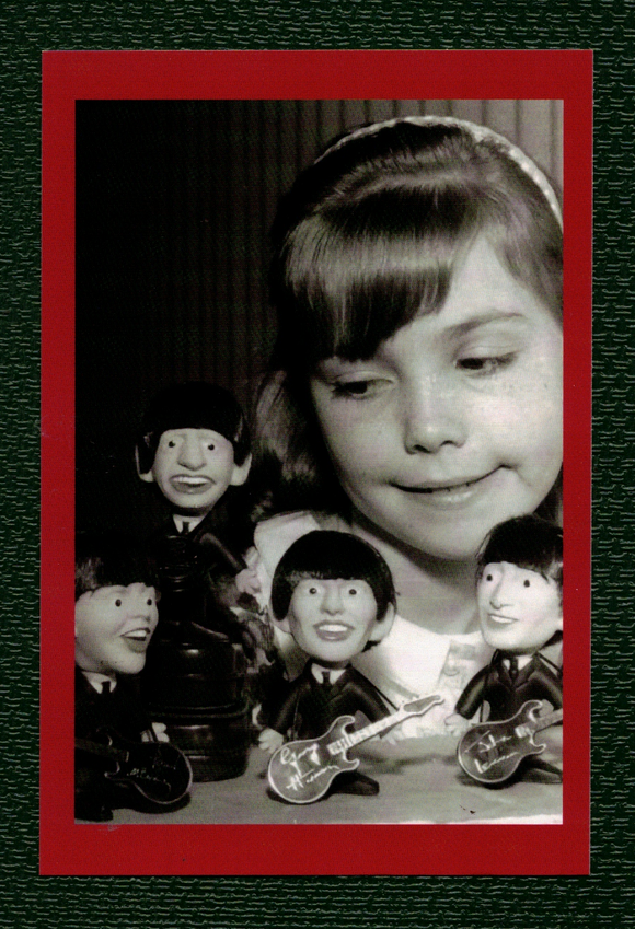 POSTCARD / Little girl with Beatles dolls, 1964