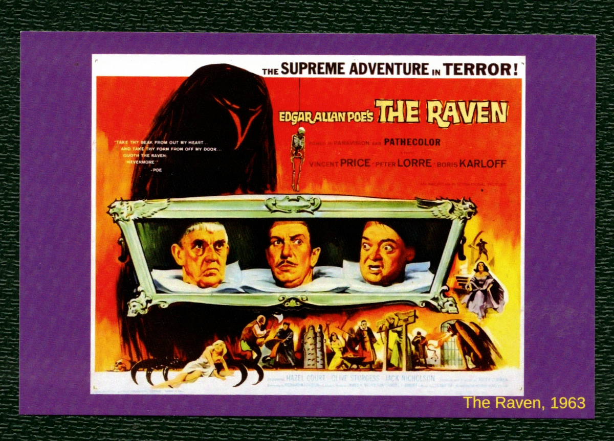 POSTCARD / Vincent Price + Peter Lorre + Boris Karloff / The Raven, 19 ...