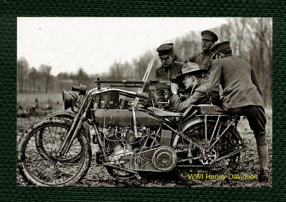 POSTCARD / WWI Harley-Davidson motorcycle