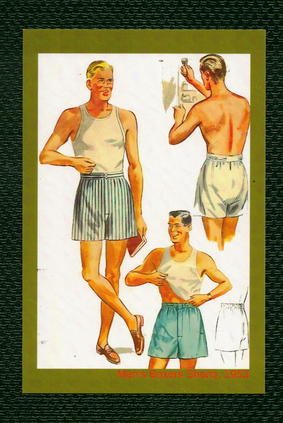 POSTCARD / Men's boxers shorts, 1953