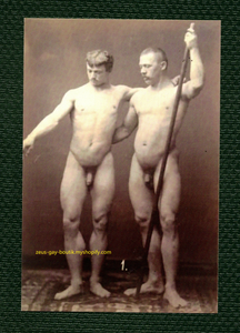 POSTCARD / Two male models / 19th century