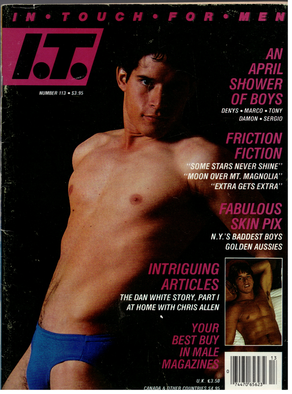 In Touch / 1986 / April / Dan White / Tom of Finland / Peter Palladino / Jerry Mills / Chris Allen / Denys Nosek / Marco Pina / Tony Jeffries / Sergio Canali / Michael Wayne