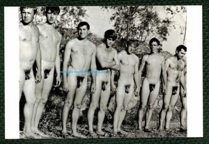 POSTCARD / Seven nude men in a row