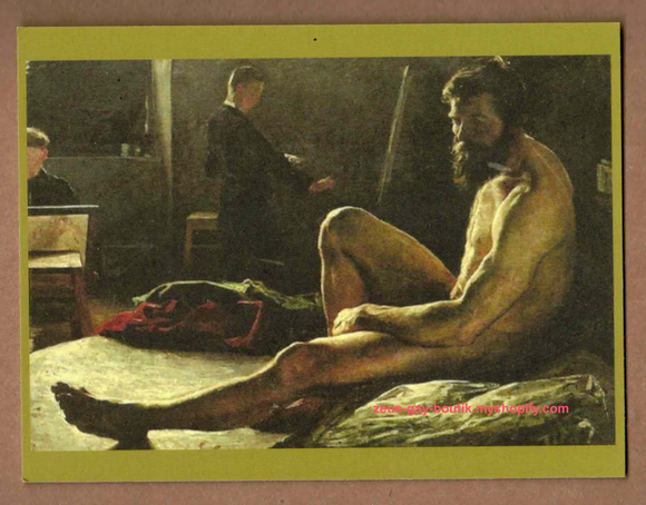 POSTCARD / KALLSTENIUS, Gottfrid / Seated male nude, 1878