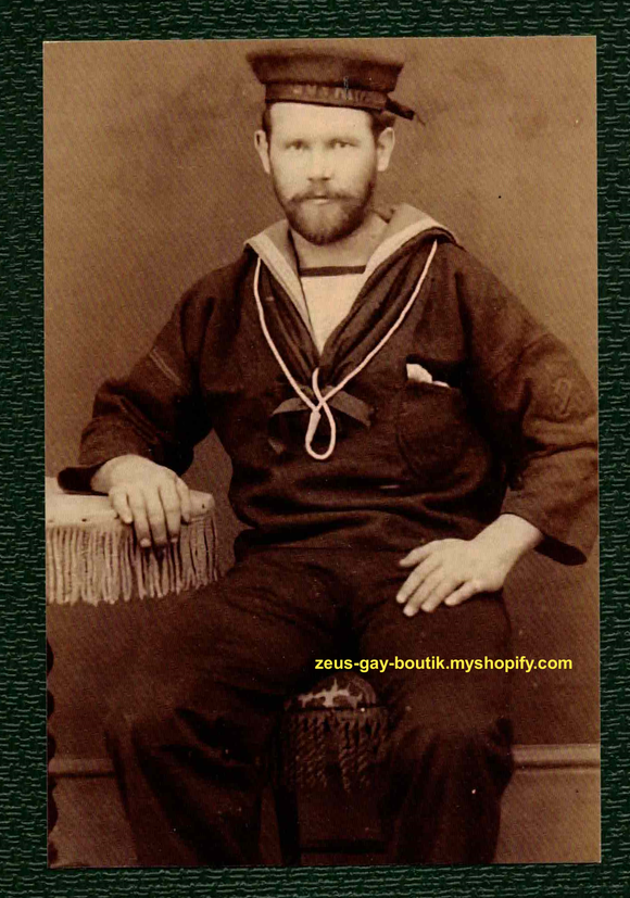 POSTCARD / Bearded seated sailor, 19th century