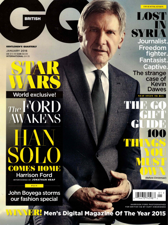 GQ / British / 2016 / January / Harrison Ford